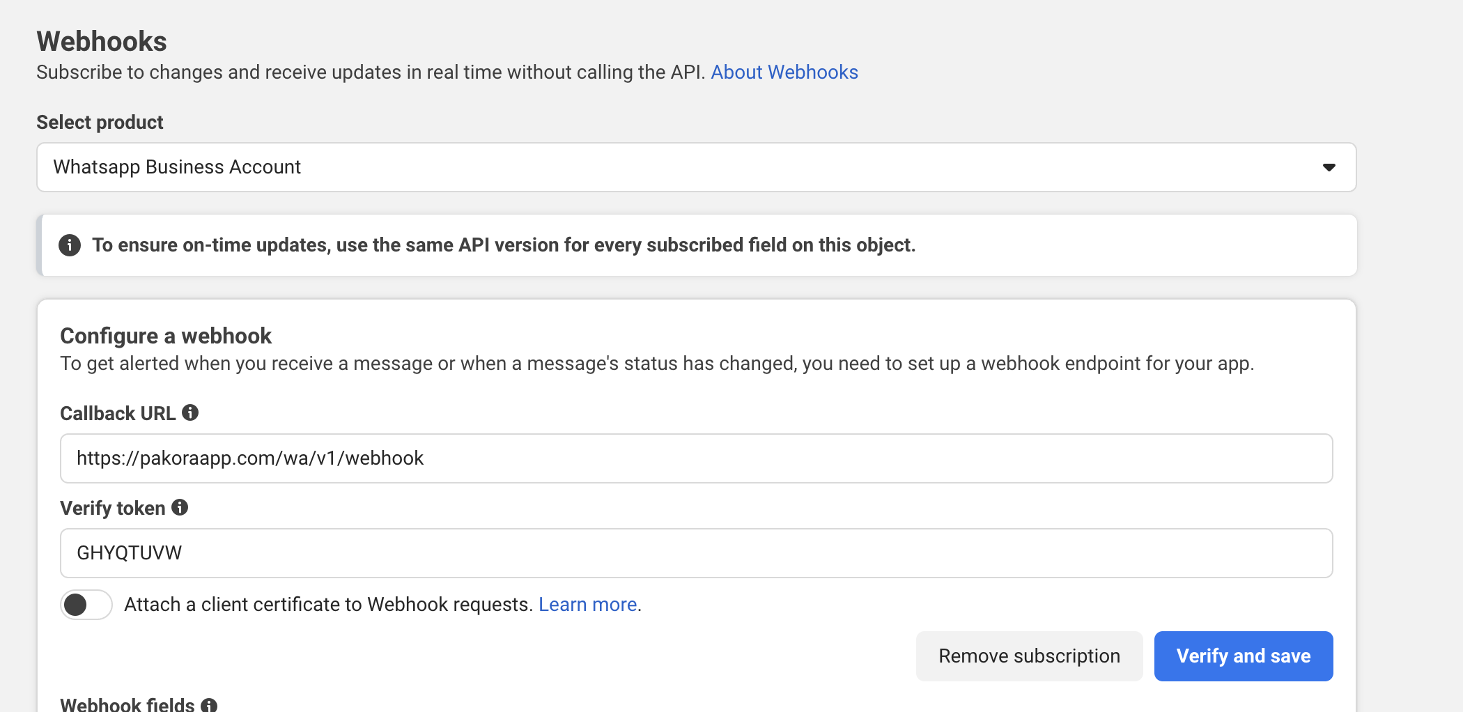 Meta Webhook Configuration