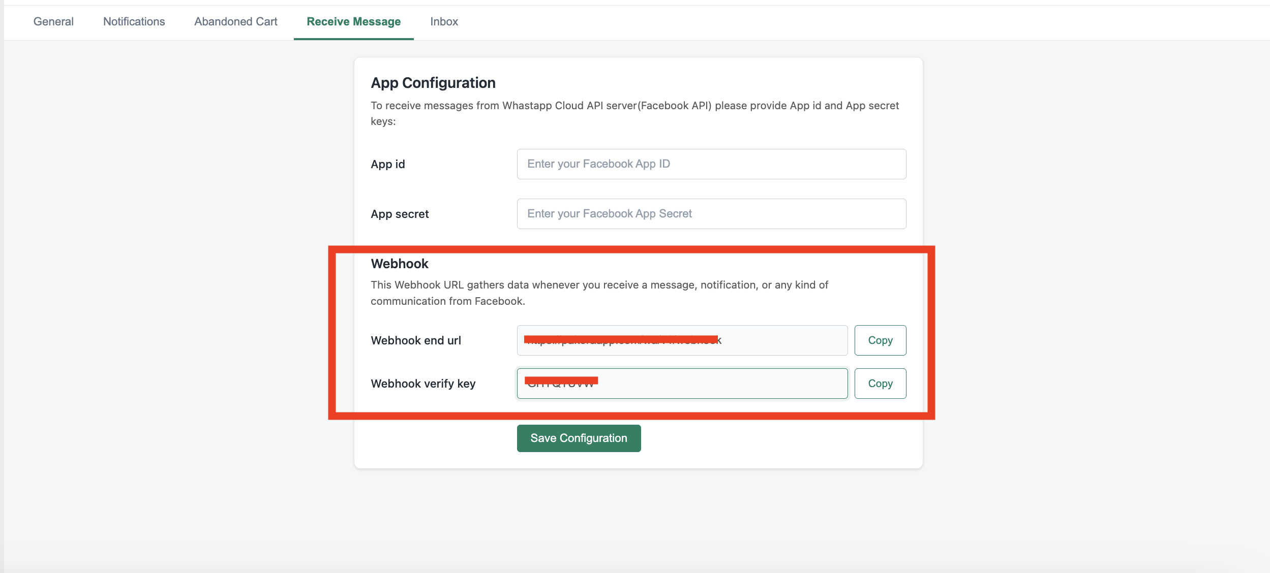 Pakora Webhook Settings